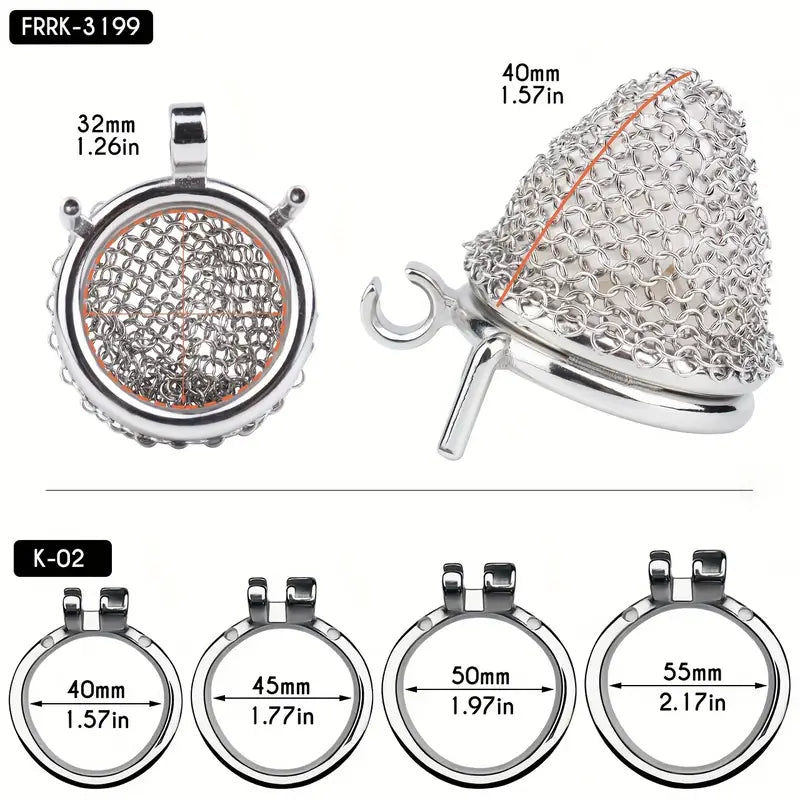 Lightweight Anti-Escape Control Small Stainless Steel Male Mesh Chastity Cage
