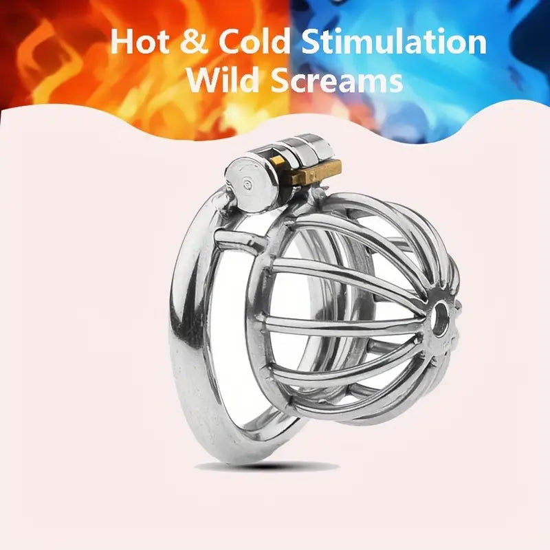 Male Chastity Hot Cold Stimulation Wild Scream Adult BDSM Metal Cock Cage