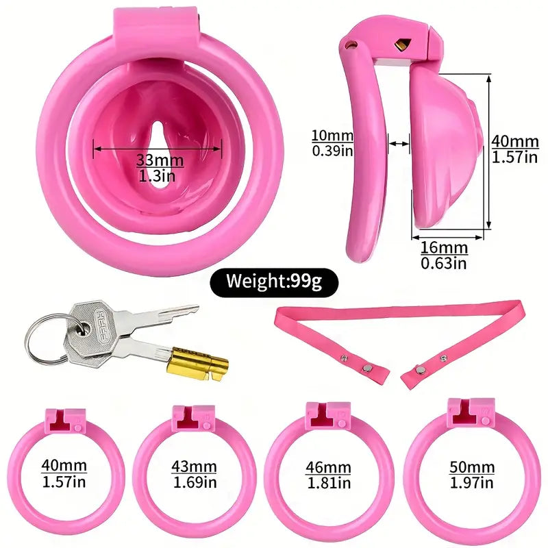 Plastic Male Female Genital Chastity Cage Device Set With 4 Size Clips