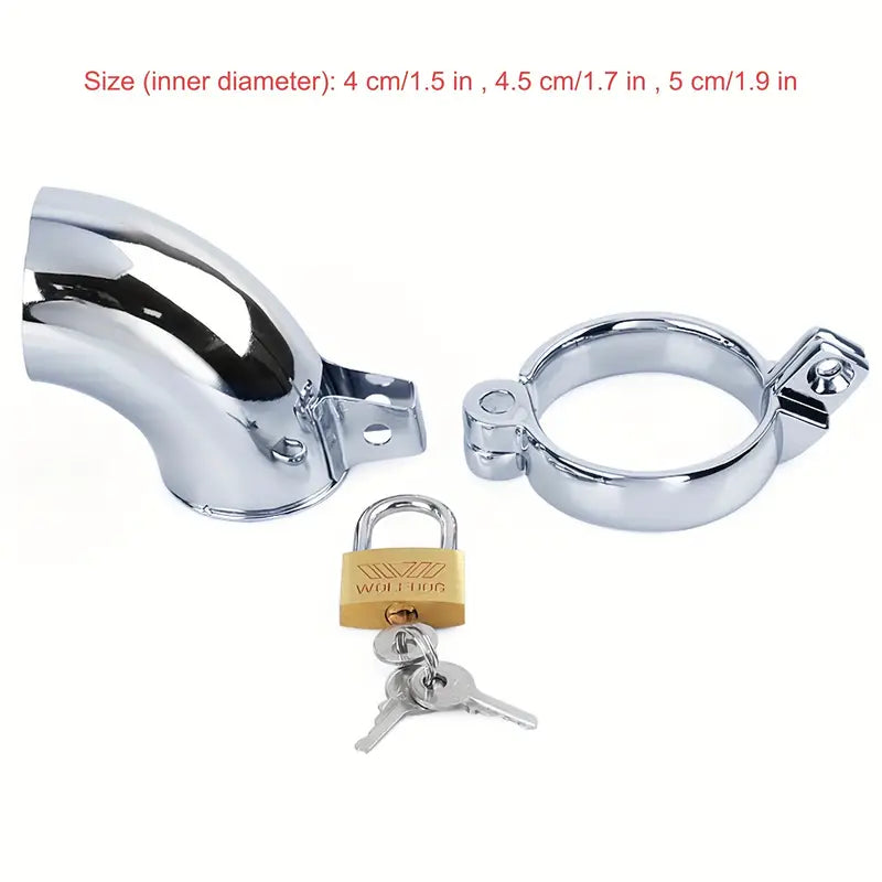 Locking Stainless Steel Chastity Cage Cock Lock For Men Penis Restraints Cage
