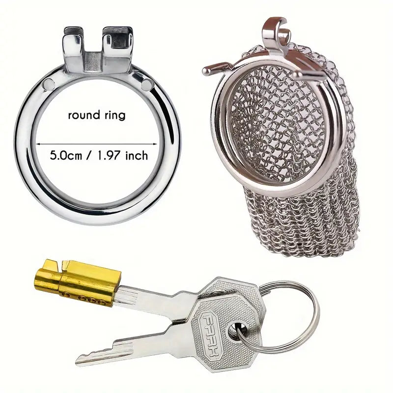 Male Stainless Mesh Metal Chastity Lock Cage Penis Lightweight Anti-Escape