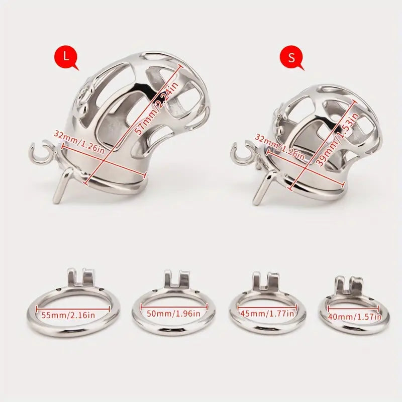 Stainless Steel Chastity Cage For Men Adult BDSM Sex Toy With Pubic Ring