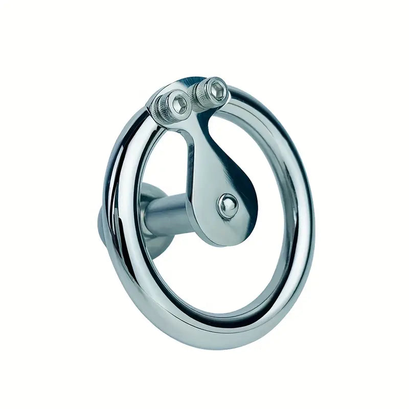 Flat Chastity Cage Detachable Massage Steel Ball Screw Hex Lock BDSM Toy