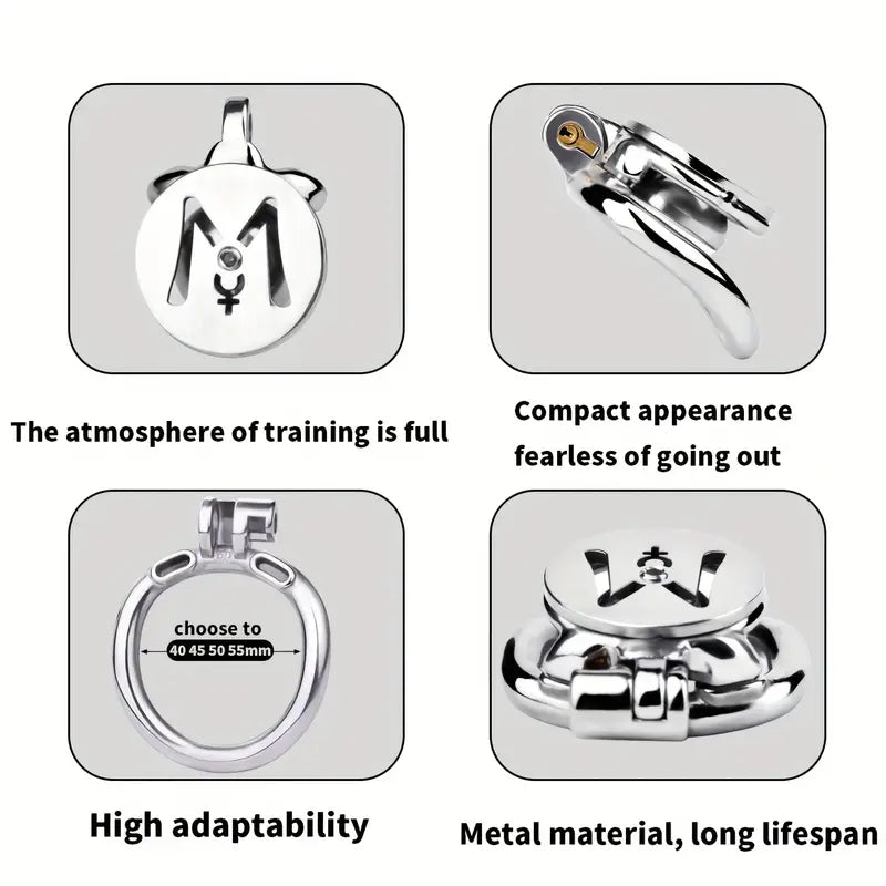 M-shaped Flat Stainless Steel Negative Inverted Chastity Penis Lock Cage