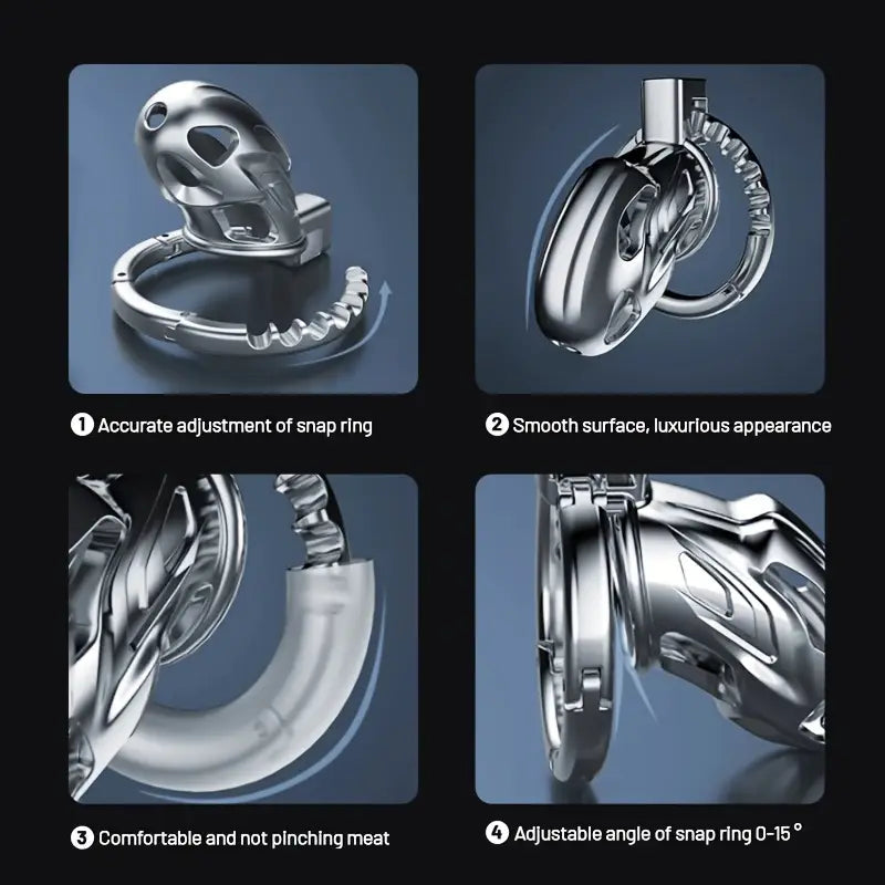 Metal Chastity Lock Adjustable Snap Ring Cock Cage Lock Device Sex Toy
