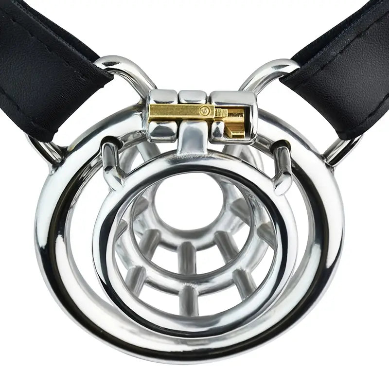 Negative Inverted Male Chastity Cage With PU Chastity Belt CB Lock Cock