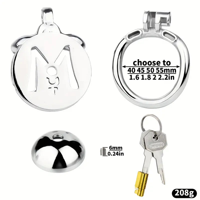 M-shaped Flat Stainless Steel Negative Inverted Chastity Penis Lock Cage