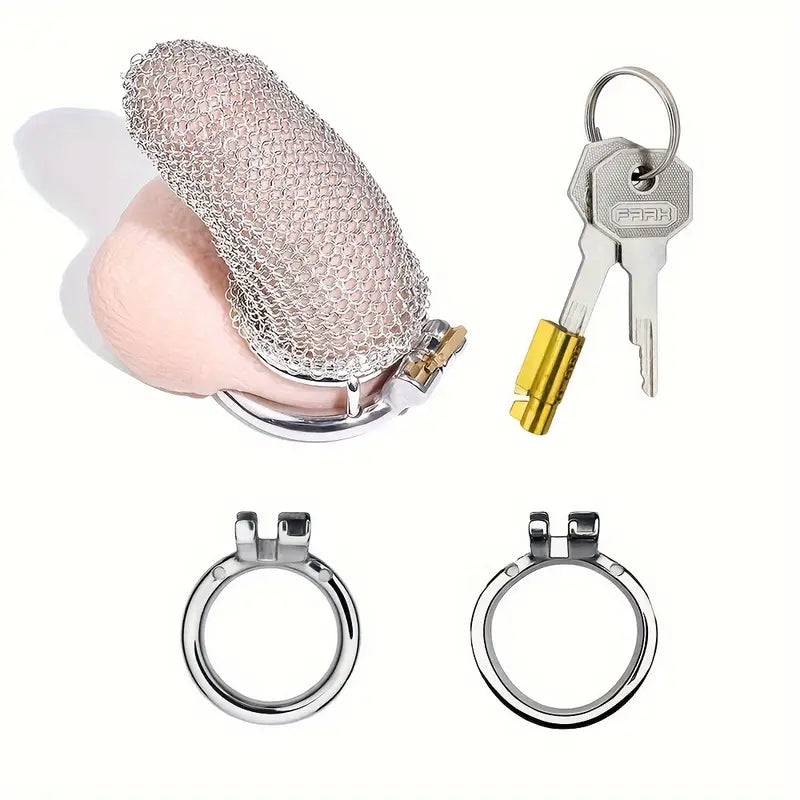 Male Stainless Mesh Metal Chastity Lock Cage Penis Lightweight Anti-Escape