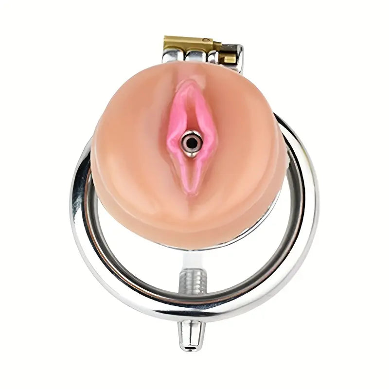 Stainless Steel Chastity Cage With Detachable Silicone Urethral Plug Penis Lock