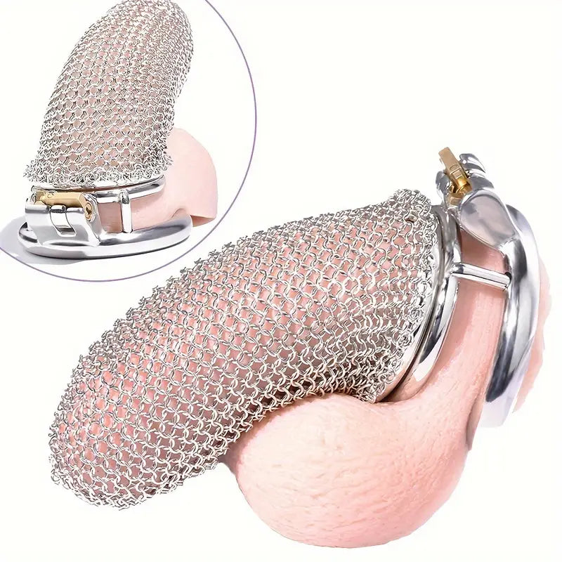 Male Stainless Mesh Metal Chastity Lock Cage Penis Lightweight Anti-Escape