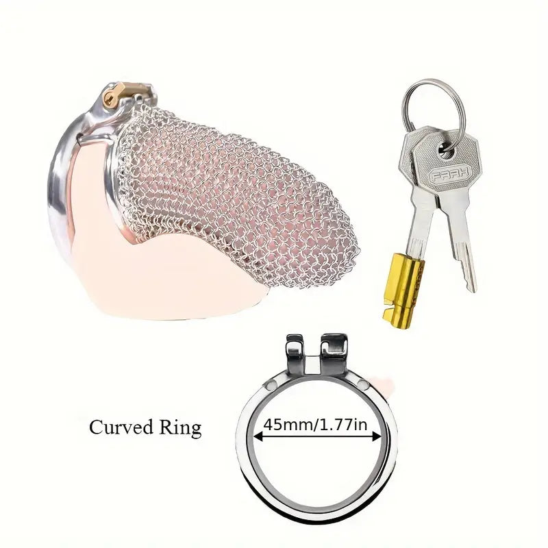 Male Stainless Mesh Metal Chastity Lock Cage Penis Lightweight Anti-Escape