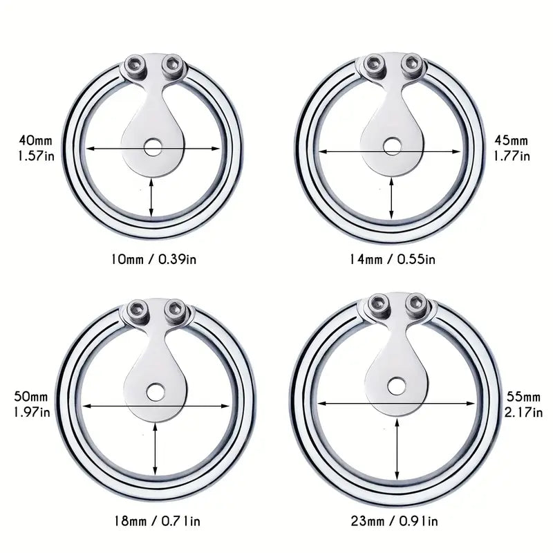 Flat Chastity Cage Detachable Massage Steel Ball Screw Hex Lock BDSM Toy