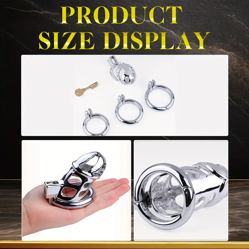 Metal Chastity Cage Hollowed Chastity Device Wear Penis Cage With Lock Key