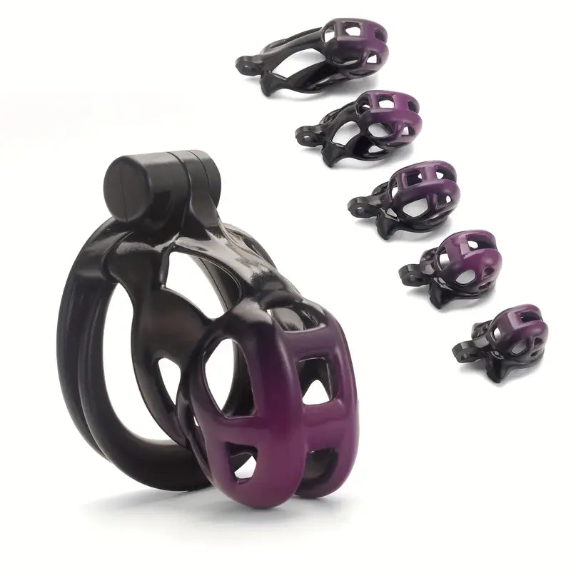 High-Quality Gradient Durable ABS Male Chastity Cage With Double Penis Rings