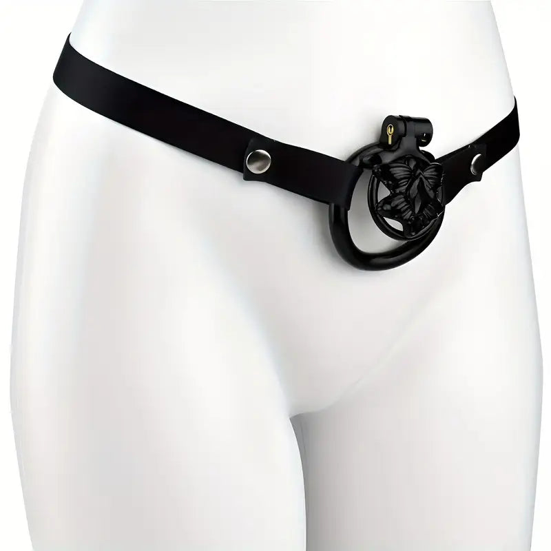 Butterfly-Inspired Chastity Lock With Elastic Belt Hard Plastic Male Cock Cage