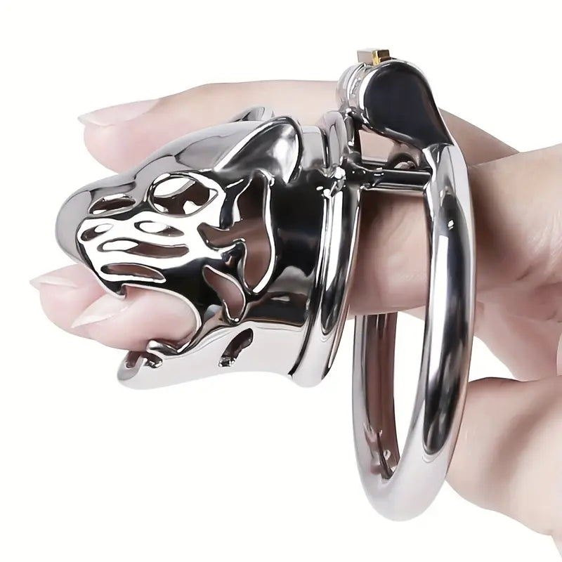 Stainless Steel Wolf Head Male Chastity Cage With Key Various Sizes Available