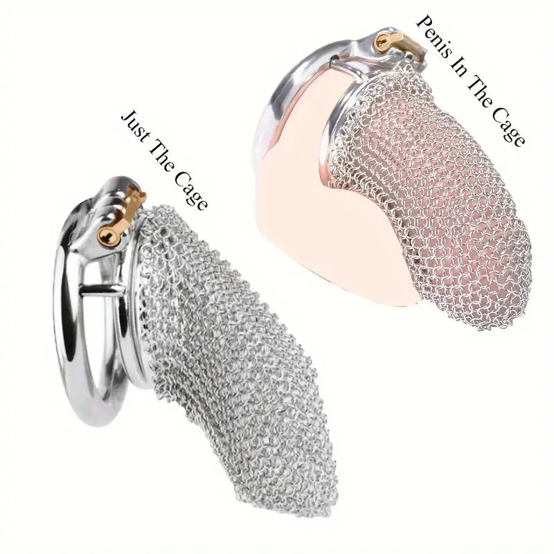Male Stainless Mesh Metal Chastity Lock Cage Penis Lightweight Anti-Escape