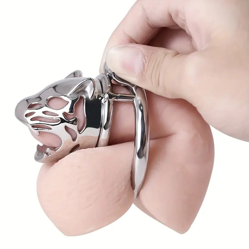 Stainless Steel Wolf Head Male Chastity Cage With Key Various Sizes Available