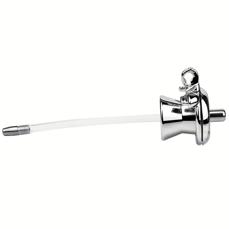Stainless Steel Inverted Chastity Cage With Silicone Urethral Catheter Butt Plug