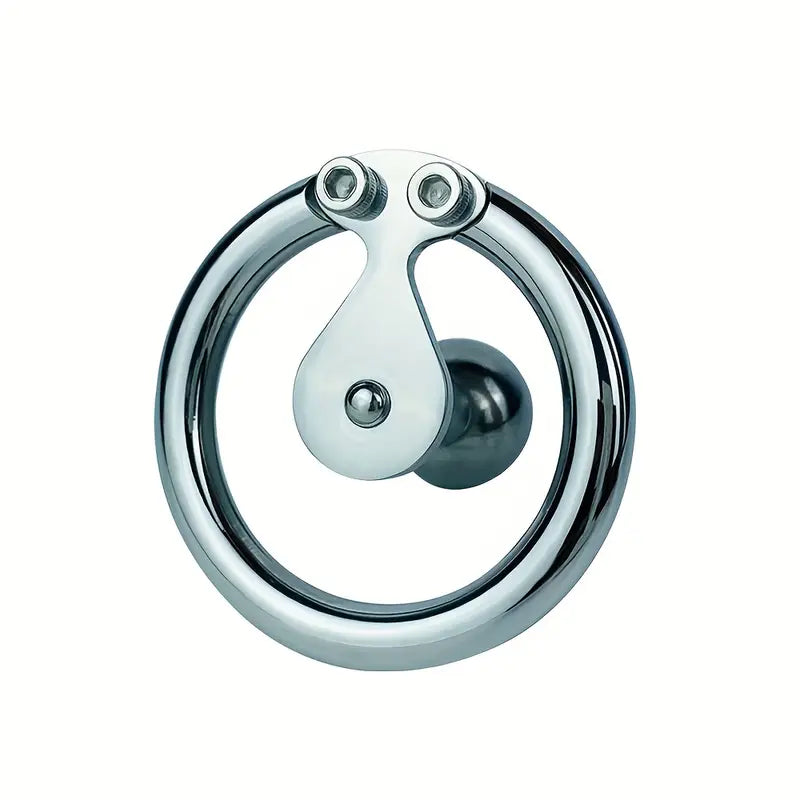 Flat Chastity Cage Detachable Massage Steel Ball Screw Hex Lock BDSM Toy