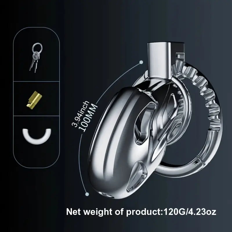 Metal Chastity Lock Adjustable Snap Ring Cock Cage Lock Device Sex Toy