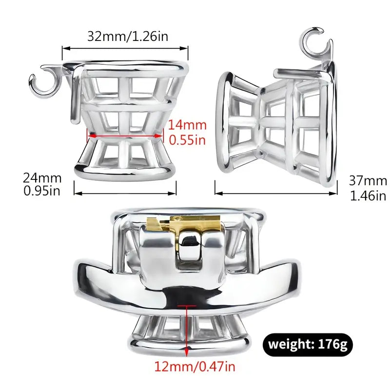 Negative Inverted Male Chastity Cage With PU Chastity Belt CB Lock Cock