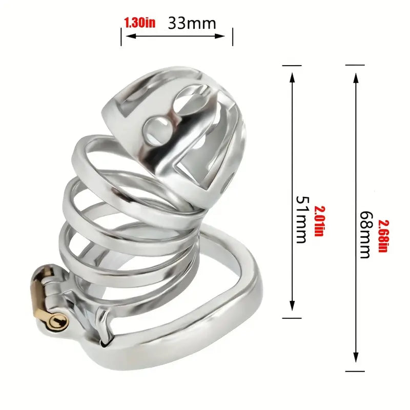 Stainless Steel Long Chastity Cage Device Multi-ring Penis Ring Chastity Lock