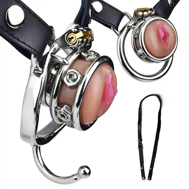 Vagina Chastity Cage For Male Silicone Pink Pussy Chastity Device Cock Cage