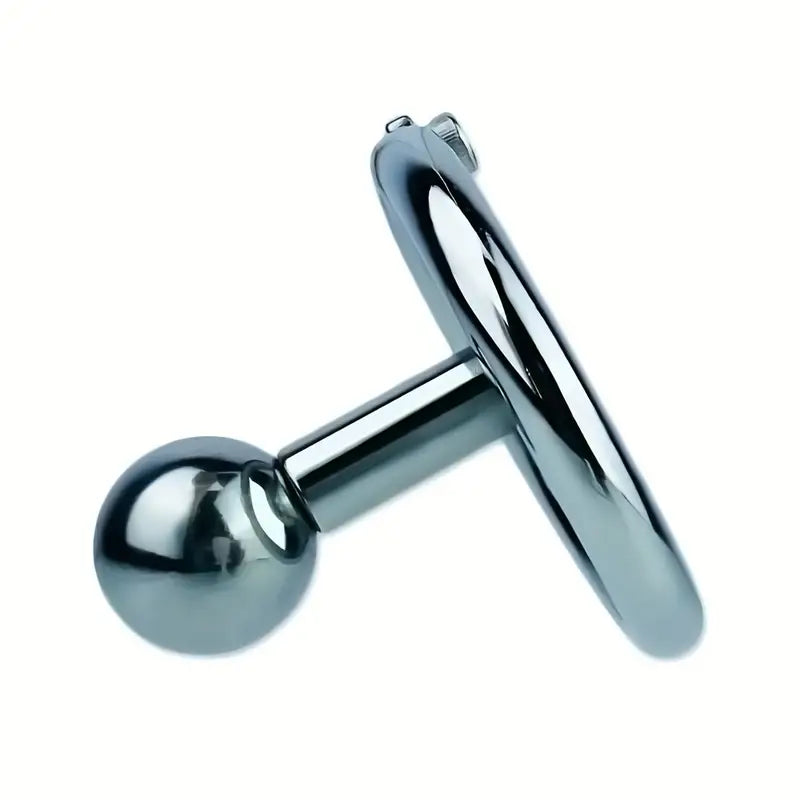 Flat Stainless Steel Chastity Lock Device With Straps Metal Balls With Sticks