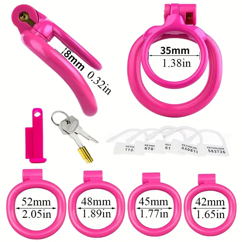 Pink Dual-Axis Penis Ring Adjustable Tension Lightweight Resin Cock Cage