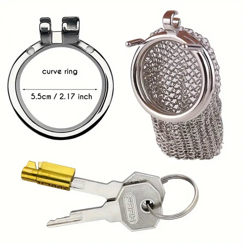 Male Stainless Mesh Metal Chastity Lock Cage Penis Lightweight Anti-Escape
