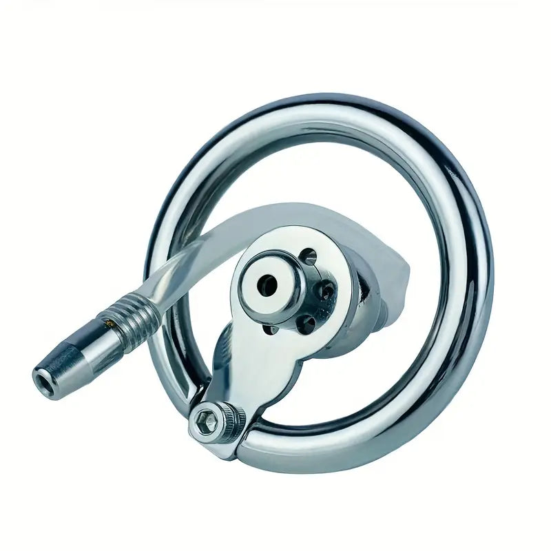 Flat Negative Chastity Cage With Belt Silicone Tube Removable Metal Steel Balls