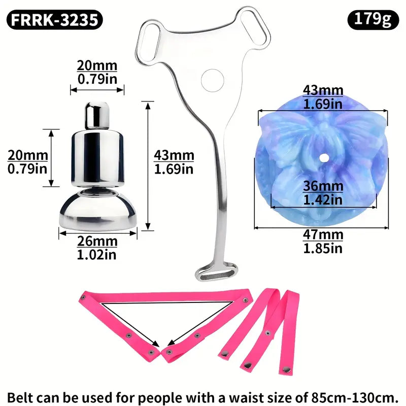 Metal Flat BDSM Butterfly Vaginal Chastity Cage Device Belt For Female Adults