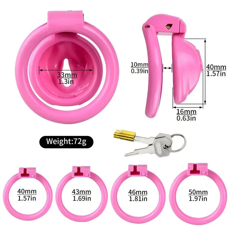 Plastic Male Female Genital Chastity Cage Device Set With 4 Size Clips