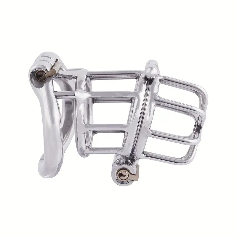 Male Stainless Steel Chastity Device Hinge Ring Double Lock Chastity Cage