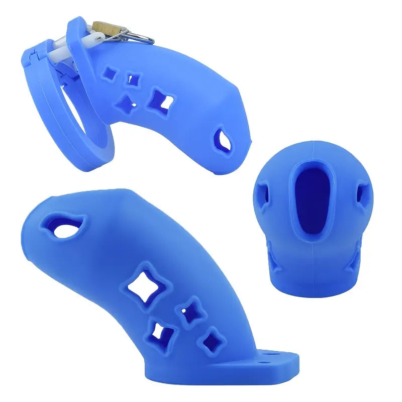 Lightweight Soft Silicone Chastity Cage For Men DIY Assembly With 5 Penile Rings