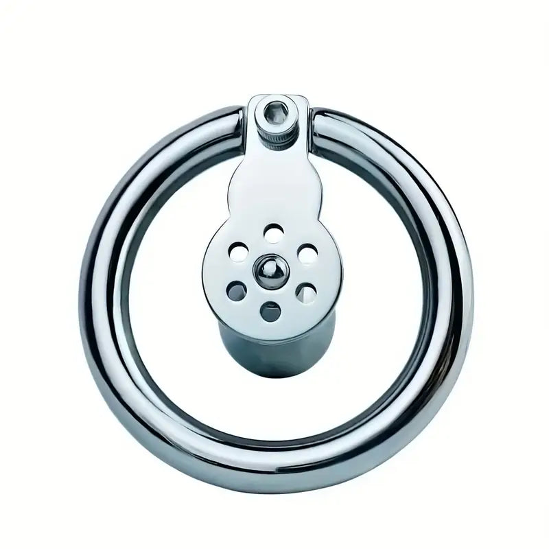 Flat Stainless Steel Chastity Lock Device With Straps Metal Balls With Sticks