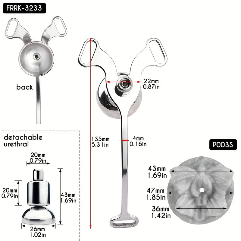 Metal Flat BDSM Butterfly Vaginal Chastity Cage Device Belt For Female Adults