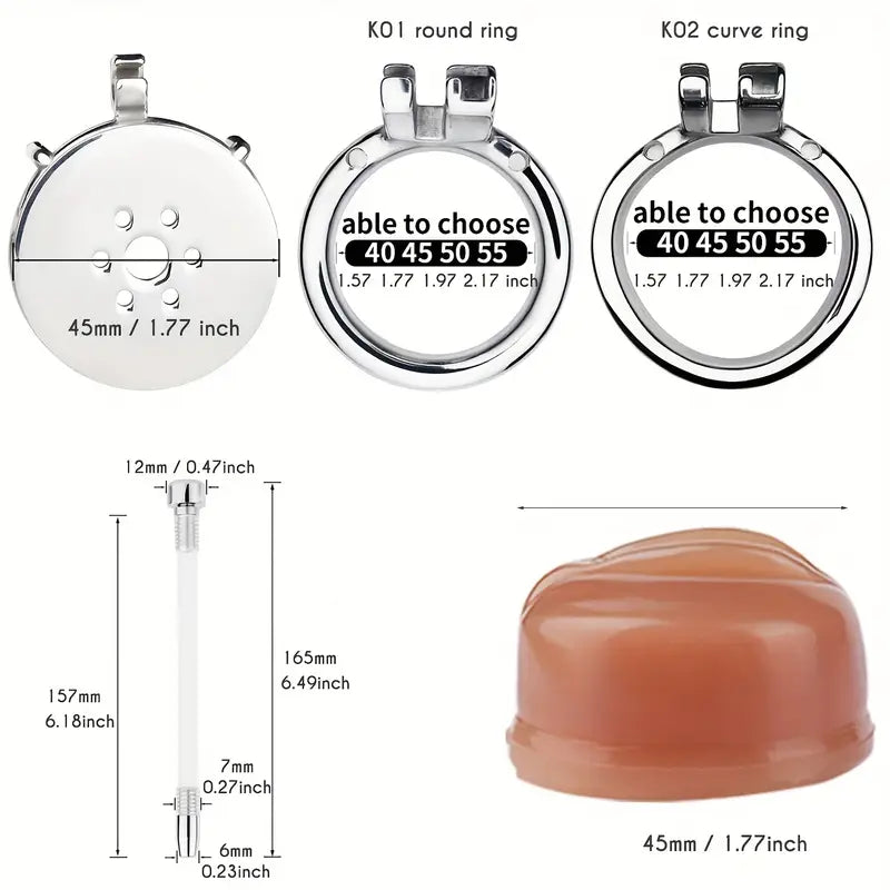 Stainless Steel Chastity Cage With Detachable Silicone Urethral Plug Penis Lock