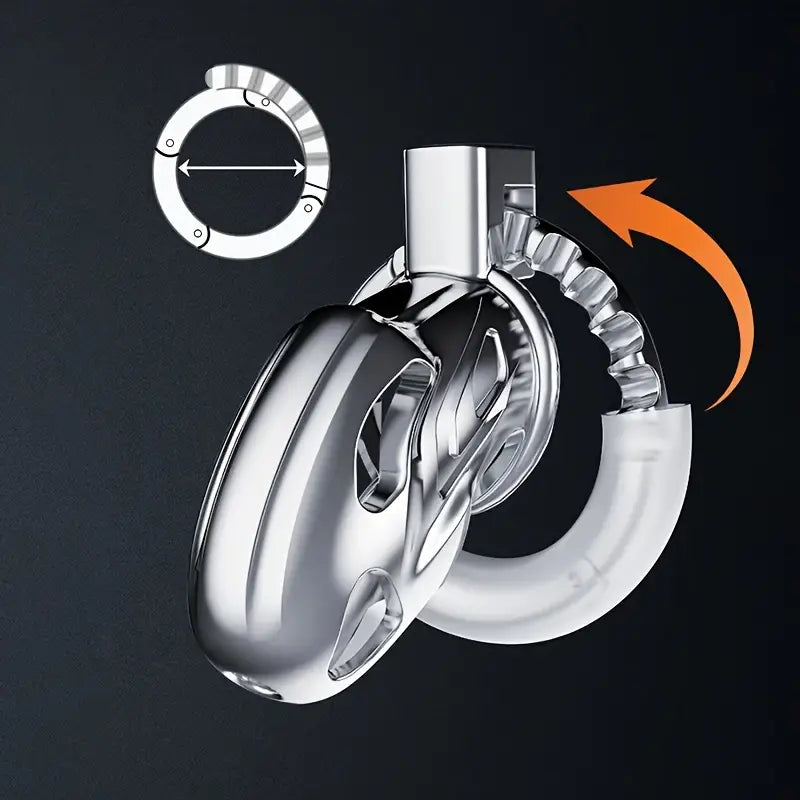Metal Chastity Lock Adjustable Snap Ring Cock Cage Lock Device Sex Toy