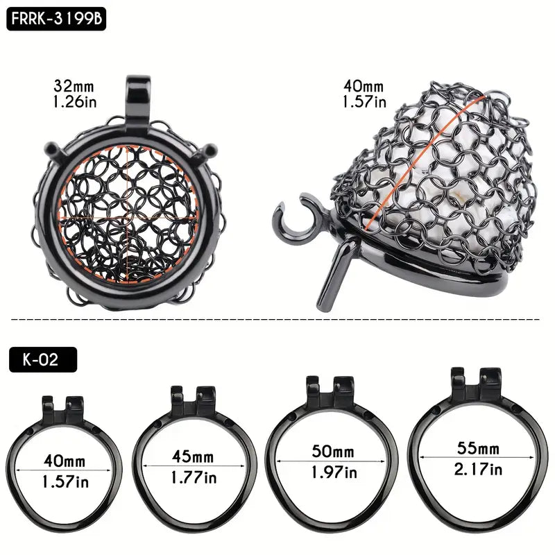 Lightweight Anti-Escape Control Small Stainless Steel Male Mesh Chastity Cage