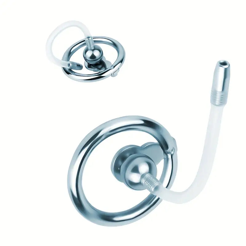 Flat Negative Chastity Cage With Belt Silicone Tube Removable Metal Steel Balls