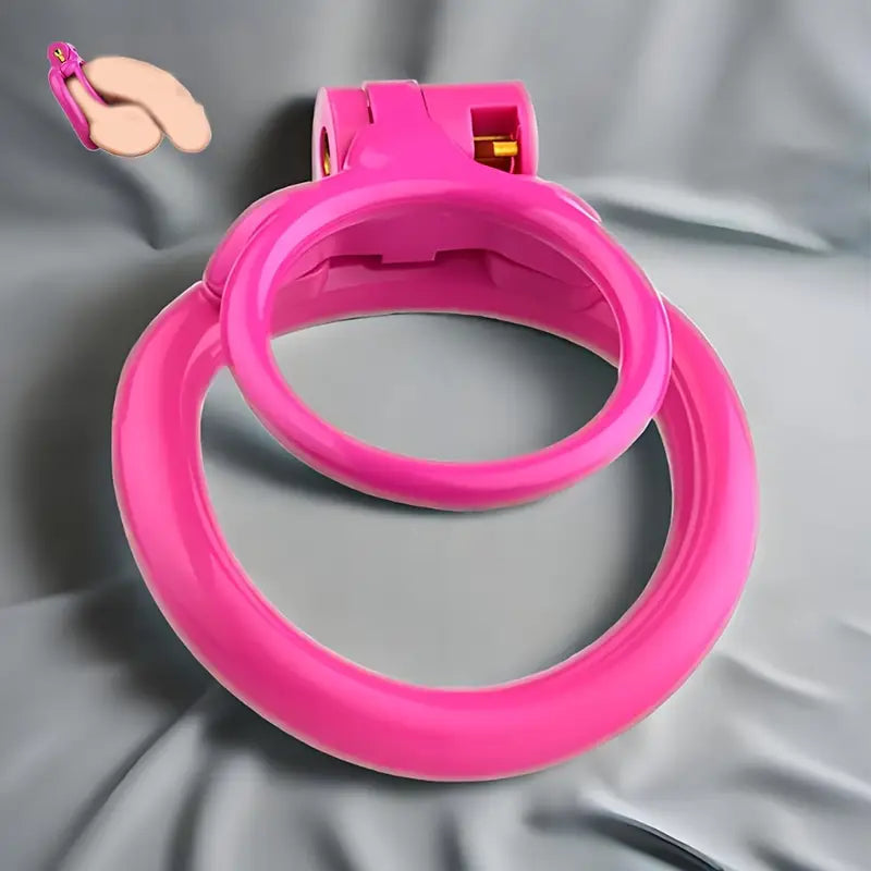 Pink Dual-Axis Penis Ring Adjustable Tension Lightweight Resin Cock Cage