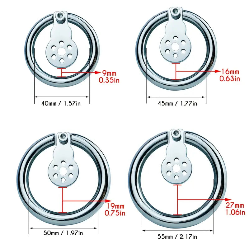 Flat Stainless Steel Chastity Lock Device With Straps Metal Balls With Sticks