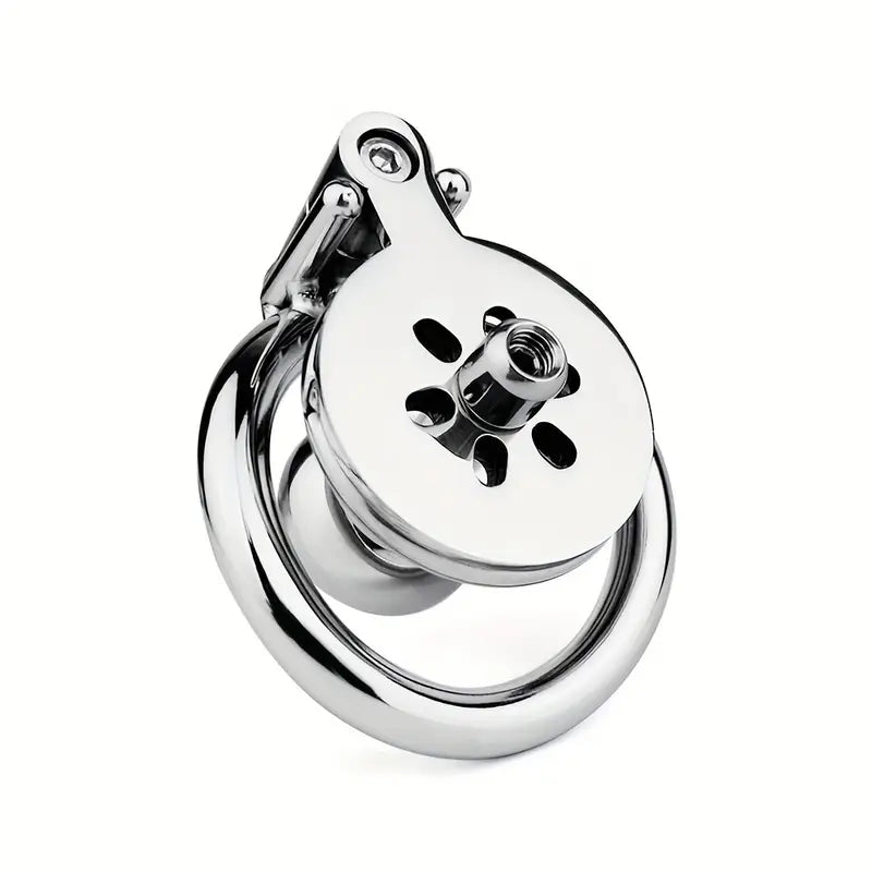 Stainless Steel Flat-Plate Hex Lock Chastity Cage With Removable Metal Urinal