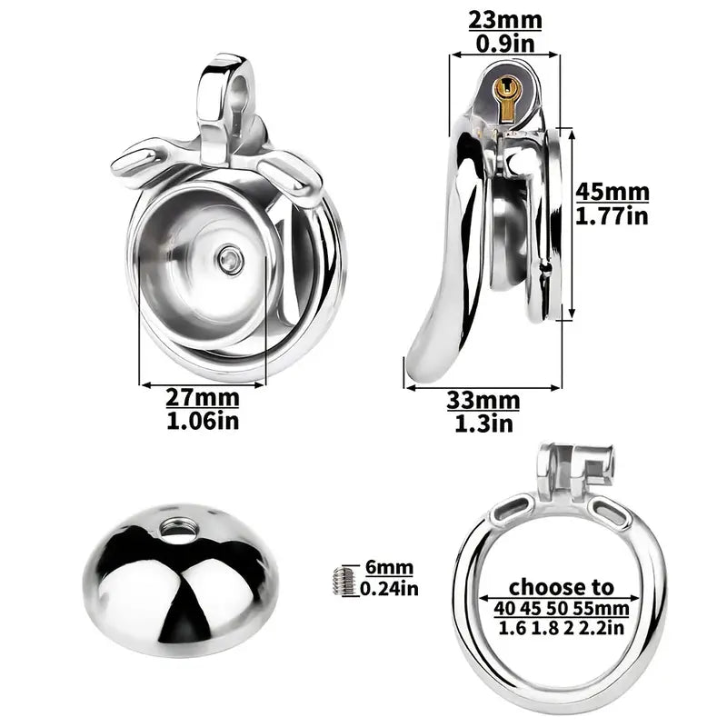 Silicone Mini Wolf Dildo With Metal Flat Chastity Cage Adjustable Strap Cock Ring