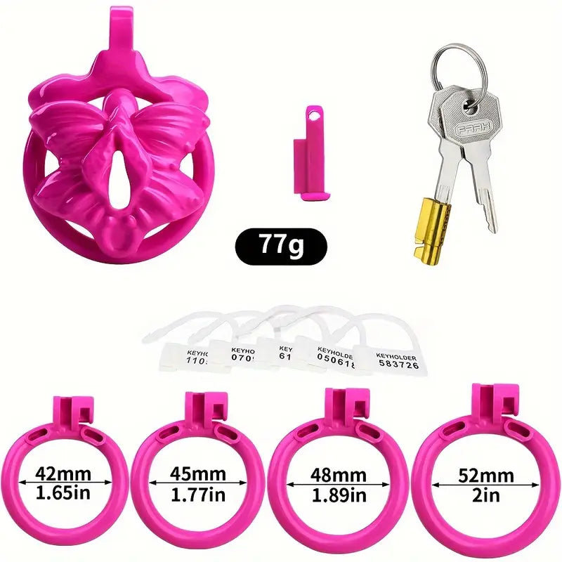 Butterfly-Inspired Chastity Lock With Elastic Belt Hard Plastic Male Cock Cage
