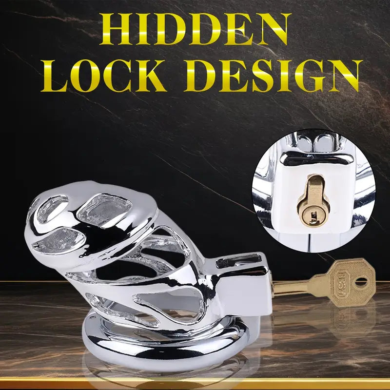 Metal Chastity Cage Hollowed Chastity Device Wear Penis Cage With Lock Key