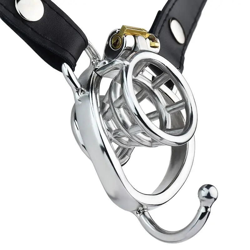 Negative Inverted Male Chastity Cage With PU Chastity Belt CB Lock Cock