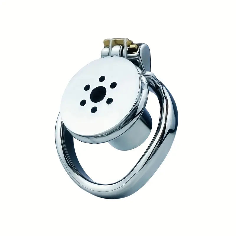 Flat Pancake Design Stainless Steel Male Chastity Cage With Urethral Device